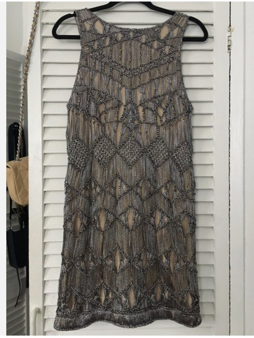 DVF Diane Von Furstenberg crochet mini shift dress sx Small